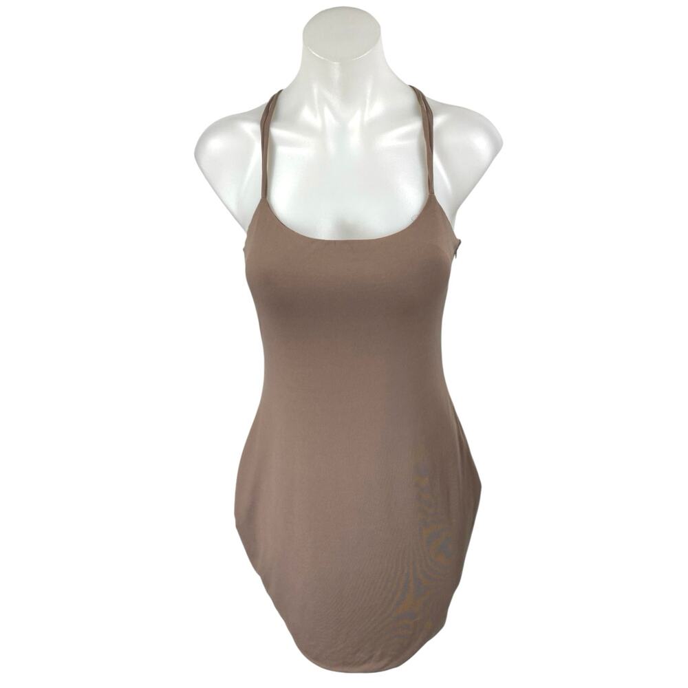 NEW Dance & Marvel Tan Beige Sleeveless Strappy Cami Tank Mini Bodycon Dress L